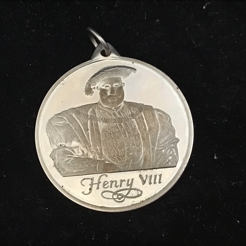 Antique Sterling silver Coin Necklace  Henry 8